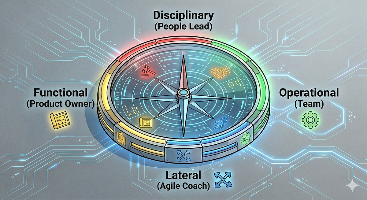 Four leadership dimensions: Product Owner, People Lead, Agile Coach, and Team
